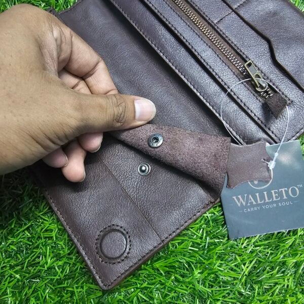 All in one Multifuntional Moto Wallet-100% Genuine Leather - Image 5