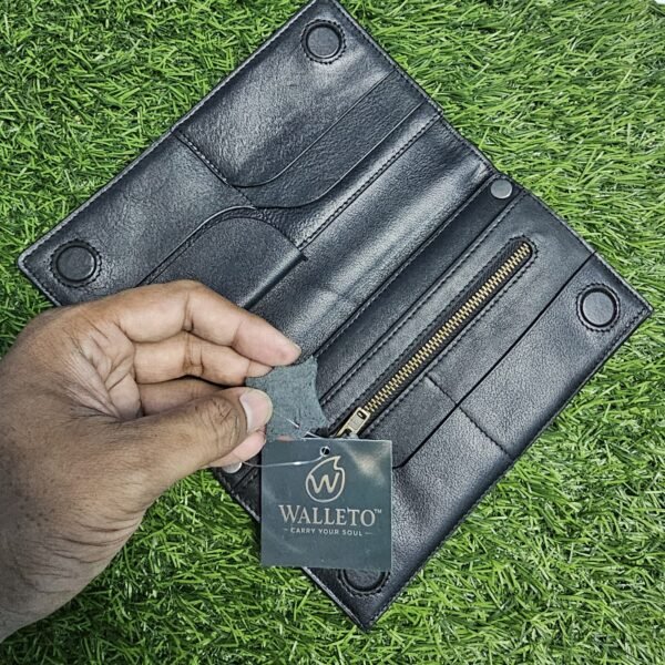 All in one Multifuntional Moto Wallet-100% Genuine Leather - Image 6