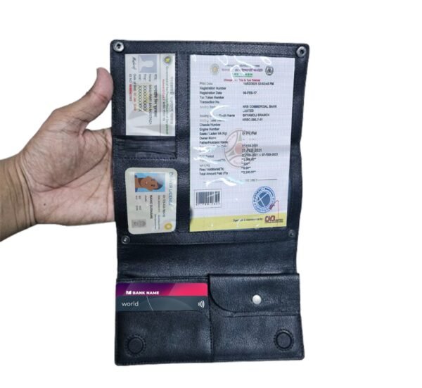All in one Multifuntional Moto Wallet-100% Genuine Leather - Image 3