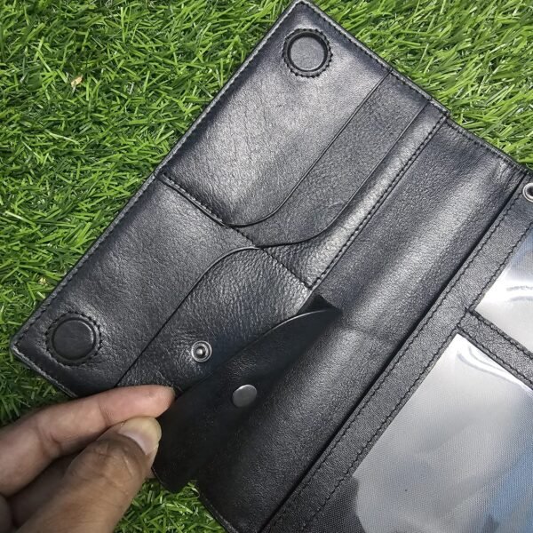 All in one Multifuntional Moto Wallet-100% Genuine Leather - Image 20